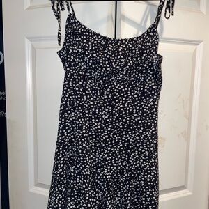 Black and White Floral Tie-Strap Romper